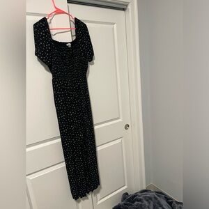American Eagle black full length romper with small flowers size xl tall